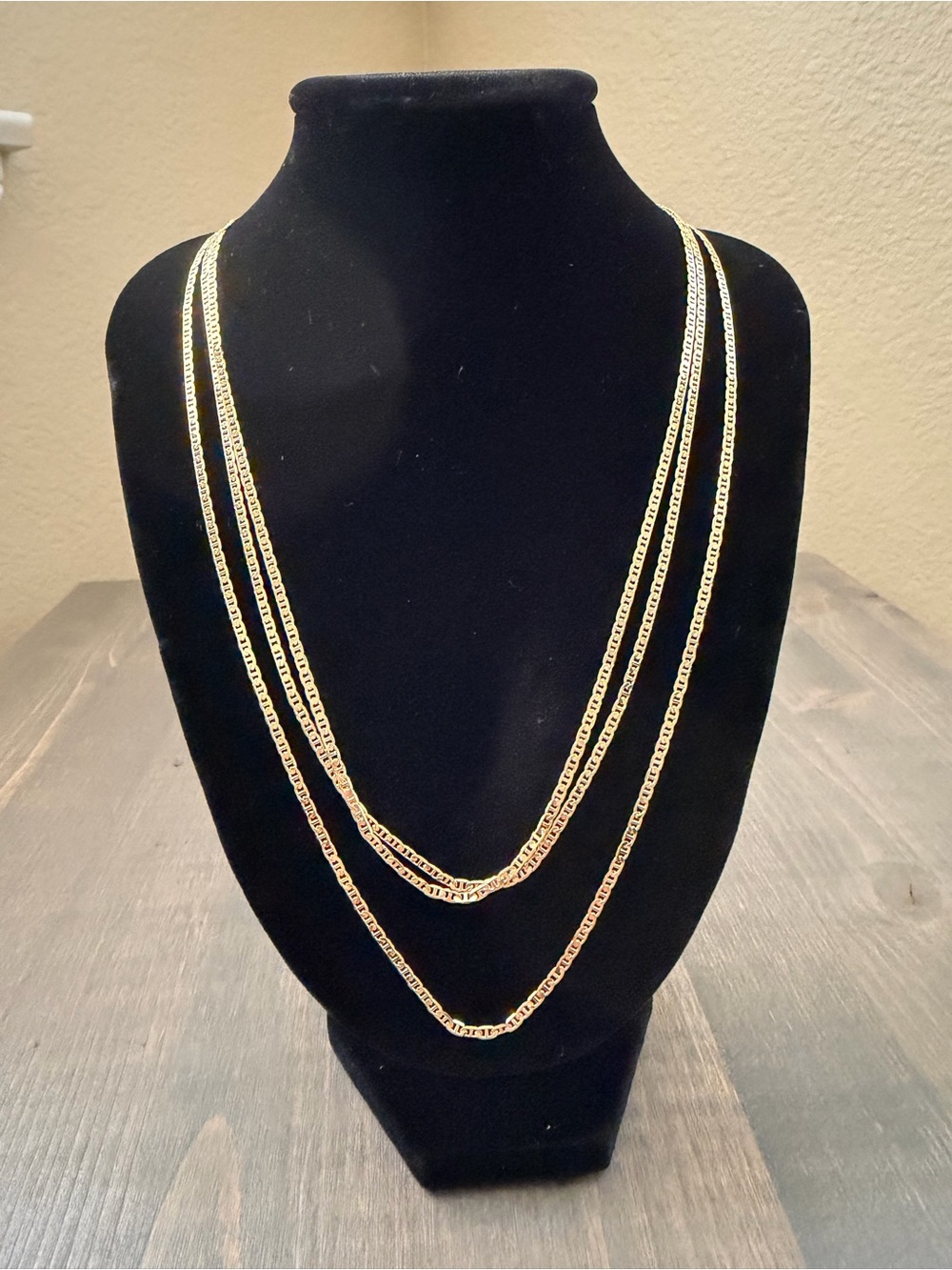 18K Brazilian Gold Filled Triple Layer 2mm Chain Necklace
